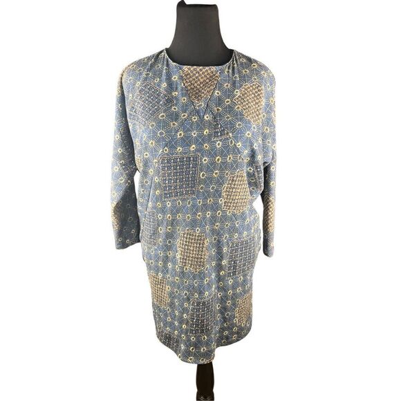 Zara basic oversized printed long sleeve mini dress small funky print - Picture 1 of 5